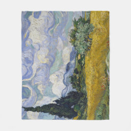 Een tarweveld met cipressen Van Gogh Fleece Deken