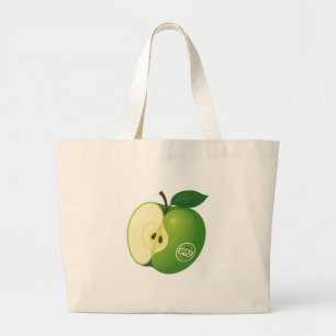 Een tas met het afbeelding van een groene appel