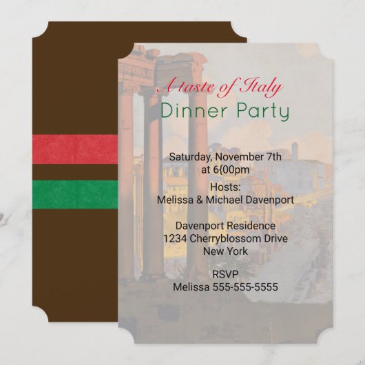Een Taste van Italië nodigt een innerlijke partij Kaart (Voorkant / Achterkant)