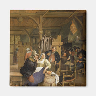 Een Tavern-interieur met kaartspelers Magneet