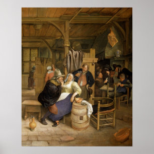 Een Tavern Interior met de Spelers van de Kaart Poster