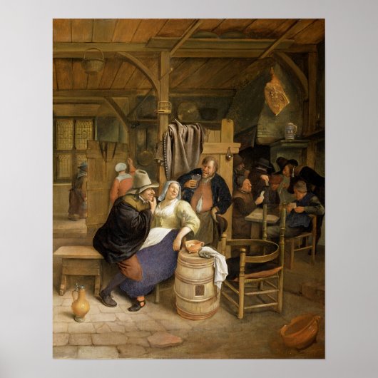 Een Tavern Interior met de Spelers van de Kaart Poster (Voorkant)