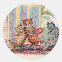 Een Tea Party CATastrophe - Louis Wain's Cat Art