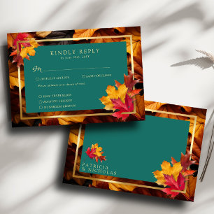 Een Teal & Fall Fantasy Gouden Rustieke Reverie Br RSVP Kaartje
