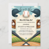 Een Team Ball Game Pitch Fun Baseball Gender Revea Kaart (Voorkant)