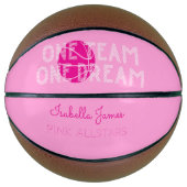 Eén team één droomroze gepersonaliseerd basketbal (Voorkant)