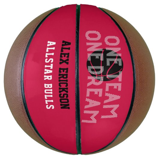 Eén team Eén droomzwart wit gepersonaliseerd Basketbal (Verticaal)