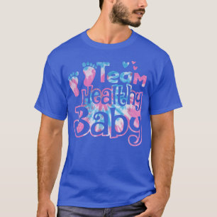 Een team met een gezond Baby onthullen partijroze T-shirt