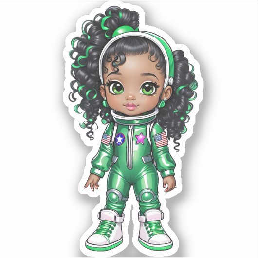 Een teamlid van een astronaut - Groen Sticker (Voorkant)