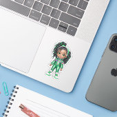 Een teamlid van een astronaut - Groen Sticker (Laptop met iPhone)