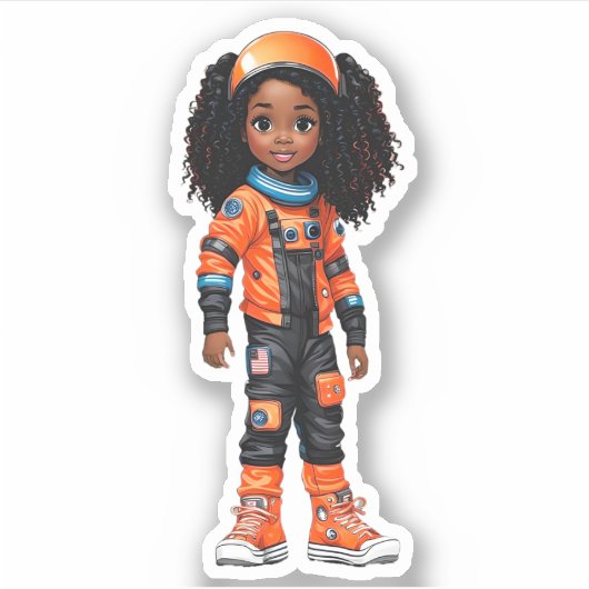 Een teamlid van een astronaut - Oranje Sticker (Voorkant)