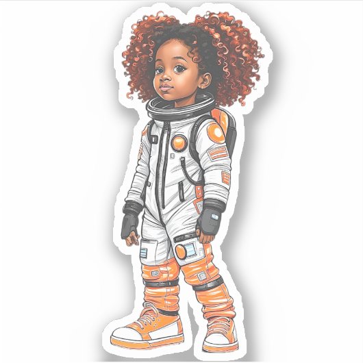 Een teamlid van een astronaut - Oranje Sticker (Voorkant)