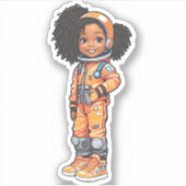 Een teamlid van een astronaut - Oranje Sticker (Voorkant)