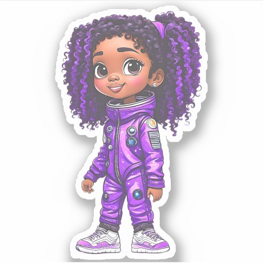 Een teamlid van een astronaut - Paarse Sticker (Voorkant)