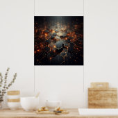 Een technisch afbeelding met hexagonale vormen poster (Keuken)