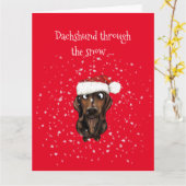 Een teckel door de sneeuw... Kerst Kaart (Gele Bloem)