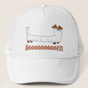 Een teckel in een blad als een geest voor Hallowee Trucker Pet