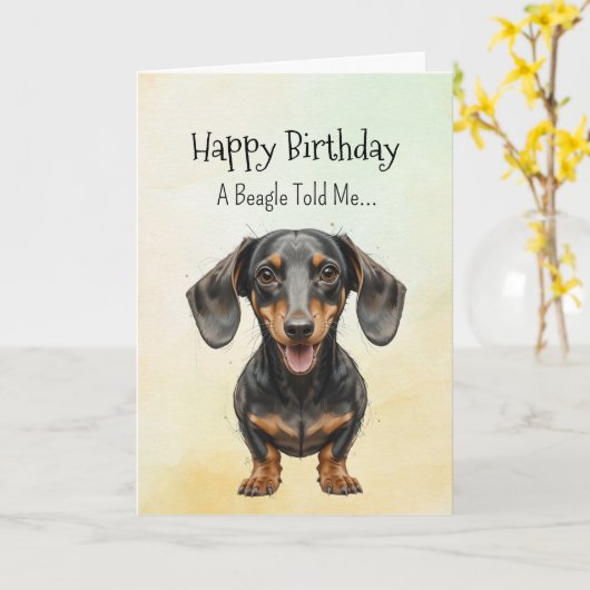 Een teckel persoonlijkheid Verjaardag Fun Animal Kaart (Gele Bloem)