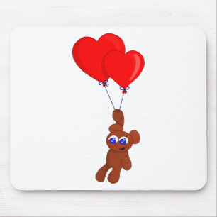 Een Teddy Bear Holding Heart Shaped Balloons Muismat