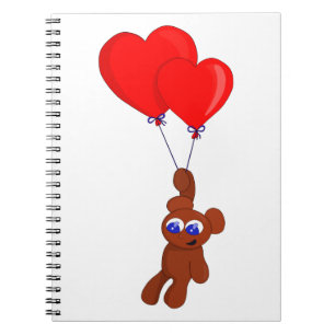 Een Teddy Bear Holding Heart Shaped Balloons Notitieboek