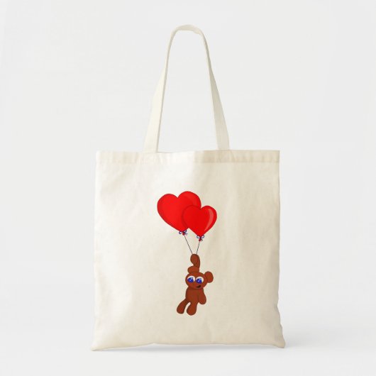 Een Teddy Bear Holding Heart Shaped Balloons Tote Bag (Voorkant)
