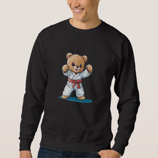 Een teddybeer die karate kent, beweegt voor een co trui (Voorkant)