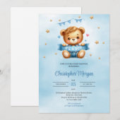 Een teddybeer is een baby shower kaart (Voorkant / Achterkant)