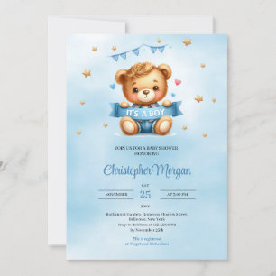 Een teddybeer is een baby shower kaart