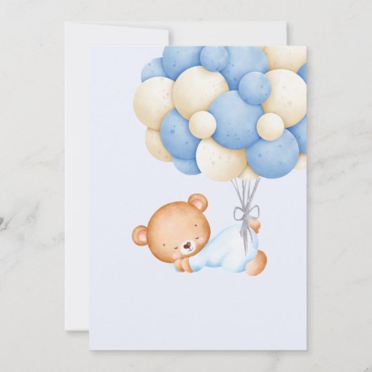 Een teddybeer Waterverf Boy 1e verjaardagsfeestje Kaart (Achterkant)