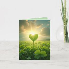 Een teder klaverblad hart onder de avondhemel feestdagen kaart