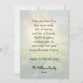 Een teder klaverblad hart onder de avondhemel feestdagenkaart (Achterkant)