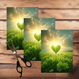 Een teder klaverblad hart onder de avondhemel tissuepapier