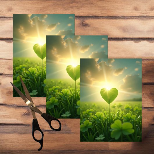 Een teder klaverblad hart onder de avondhemel tissuepapier