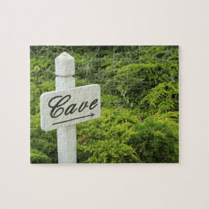 Een teken dat wijst op de wijnkelder in legpuzzel