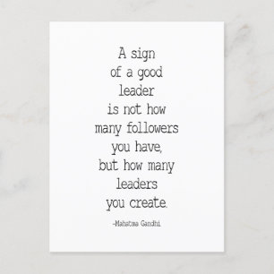 Een teken van een goede leider, Mahatma Gandhi cit Briefkaart