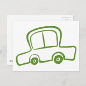 Een tekening van een groene auto briefkaart (Voorkant / Achterkant)