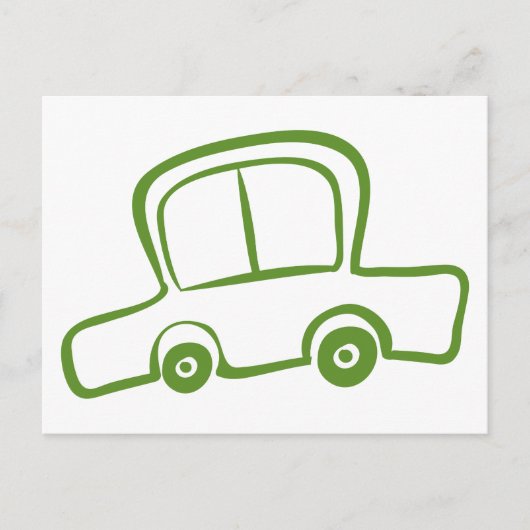 Een tekening van een groene auto briefkaart (Voorkant)
