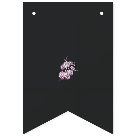 Een tekening van een plant met paarse bloemen vlaggetjes (Derde vlag)