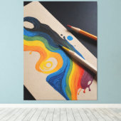 Een tekening van een regenbooggolf met twee gekleu canvas afdruk (Insitu (Houten vloer))