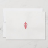 Een tekening van een rode bloem en bladeren op een kaart (Voorkant)