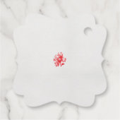 Een tekening van een rode bloem op een witte achte bedankjes labels (Achterkant)