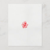 Een tekening van een rode bloem op een witte achte flyer (Achterkant)