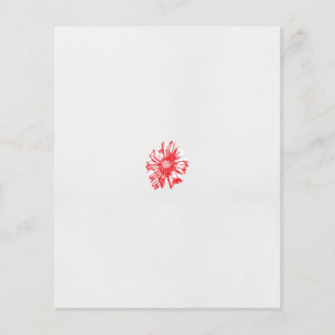 Een tekening van een rode bloem op een witte achte flyer