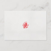 Een tekening van een rode bloem op een witte achte informatiekaartje (Voorkant)
