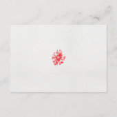 Een tekening van een rode bloem op een witte achte informatiekaartje (Achterkant)