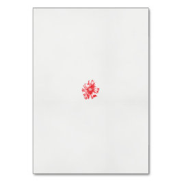 Een tekening van een rode bloem op een witte achte kaart