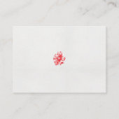 Een tekening van een rode bloem op een witte achte plaatskaartje (Achterkant)