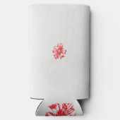 Een tekening van een rode bloem op een witte achte seltzer blikjeskoeler (Achterkant)