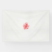 Een tekening van een rode bloem op een witte achte spandoek (Horizontaal)