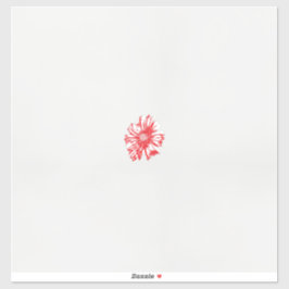 Een tekening van een rode bloem op een witte achte sticker